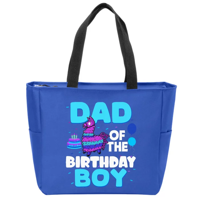 Dad Of The Birthday Boy Llama Dad And Mom Family Party Zip Tote Bag