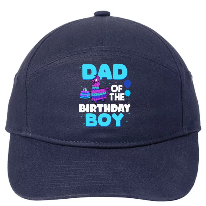 Dad Of The Birthday Boy Llama Dad And Mom Family Party 7-Panel Snapback Hat