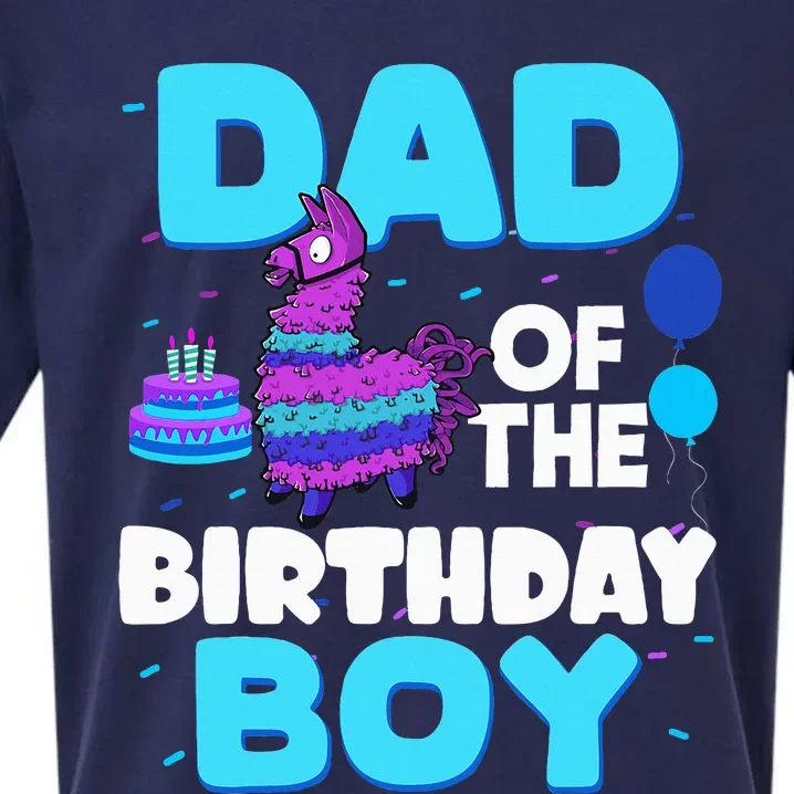 Dad Of The Birthday Boy Llama Dad And Mom Family Party Sueded Cloud Jersey T-Shirt