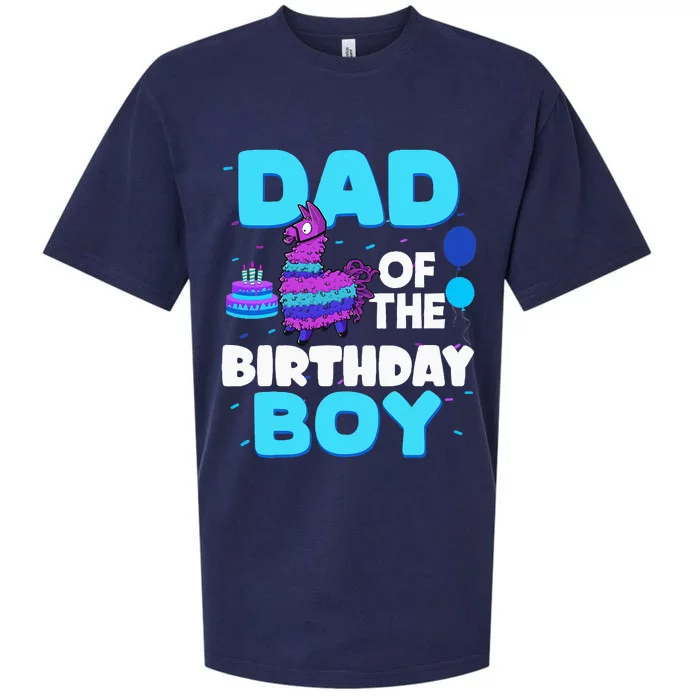 Dad Of The Birthday Boy Llama Dad And Mom Family Party Sueded Cloud Jersey T-Shirt