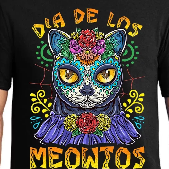 Day Of The Dead Dia De Los Muertos Cat Sugar Skull Pajama Set