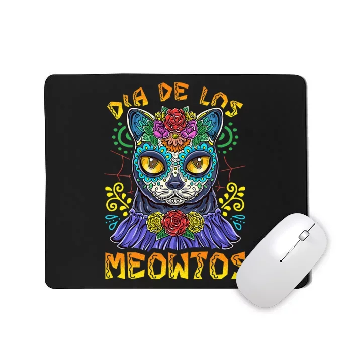 Day Of The Dead Dia De Los Muertos Cat Sugar Skull Mousepad