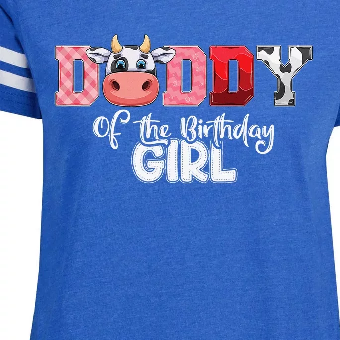 Daddy of The Birthday Cow Family Cow Farm Matching Enza Ladies Jersey Football T-Shirt