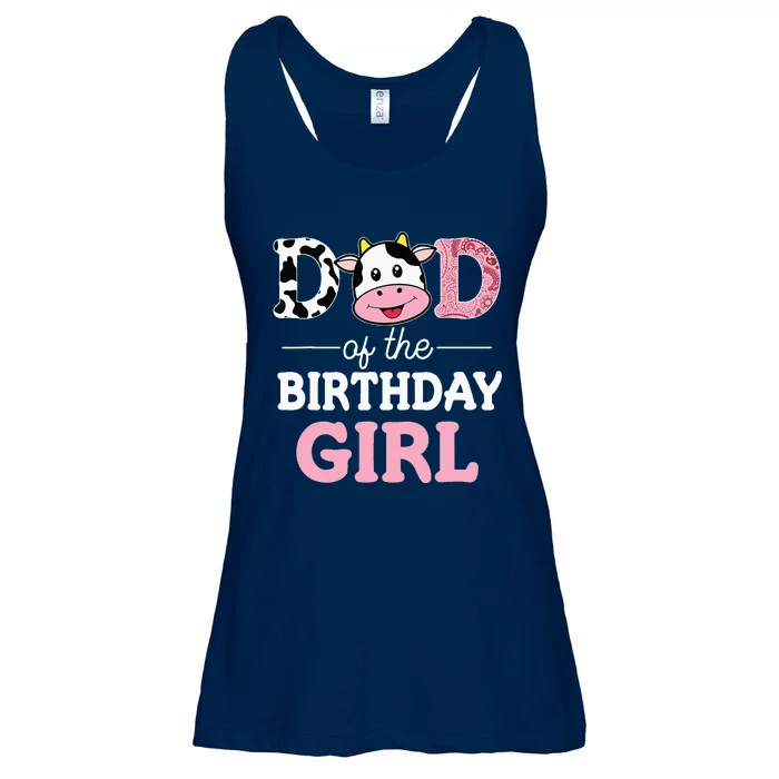 Dad Of The Birthday Girl Farm Cow Daddy Papa 1st Ladies Essential Flowy Tank