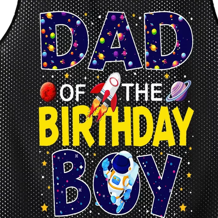 Dad Of The Birthday Boy Outer Space Bday Party Theme Mesh Reversible Basketball Jersey Tank