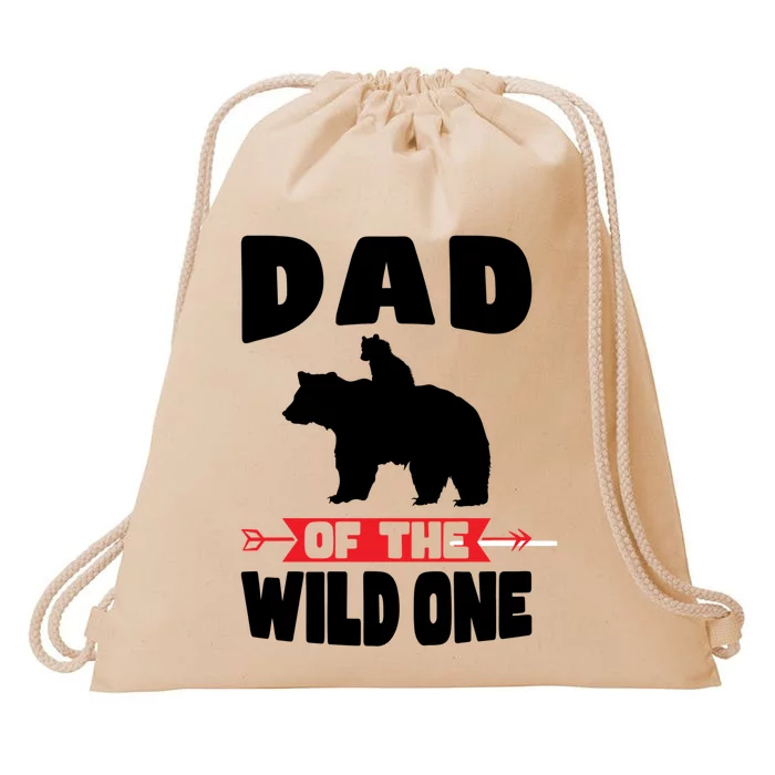 Dad Of The Wild One Papa Bear Gift Drawstring Bag