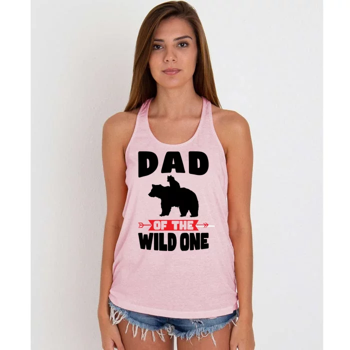 Dad Of The Wild One Papa Bear Gift Women's Knotted Racerback Tank