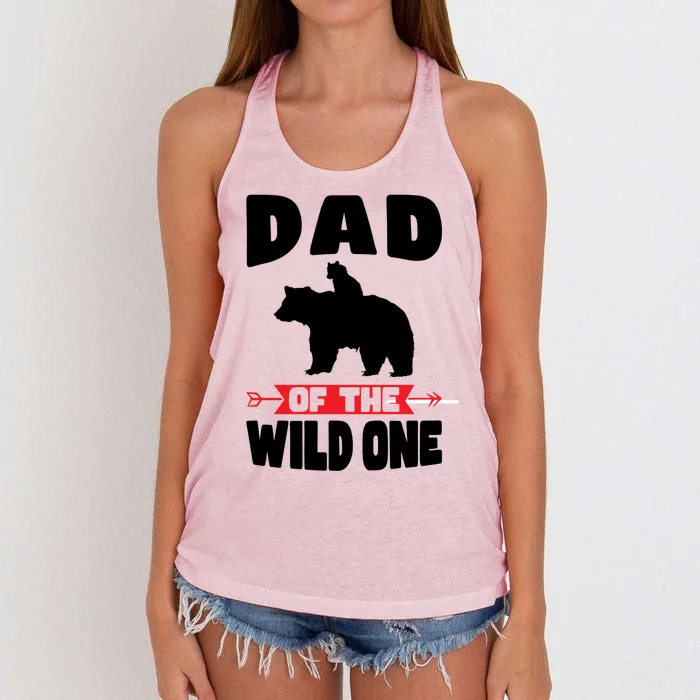 Dad Of The Wild One Papa Bear Gift Women's Knotted Racerback Tank