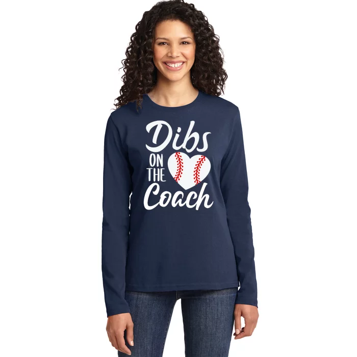 Dibs On The Coach Funny Baseball Heart Cute Mother's Day Ladies Long Sleeve Shirt