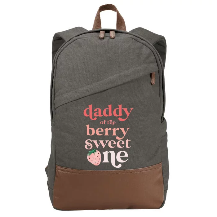 Daddy of the Berry Sweet One Strawberry First Birthday 1st Cotton Canvas Backpack