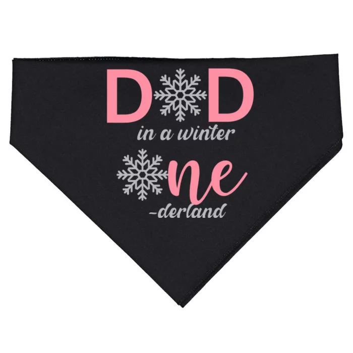 Dad Of The Birthday Girl Winter Onederland 1st Birthday USA-Made Doggie Bandana