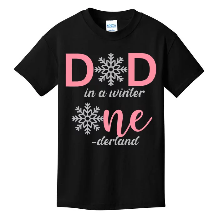 Dad Of The Birthday Girl Winter Onederland 1st Birthday Kids T-Shirt