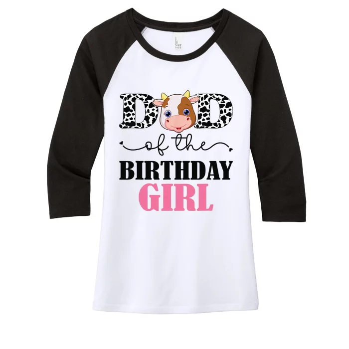 Dad of The Birthday For Cow Farm Birthday cow daddy 1st Women's Tri-Blend 3/4-Sleeve Raglan Shirt