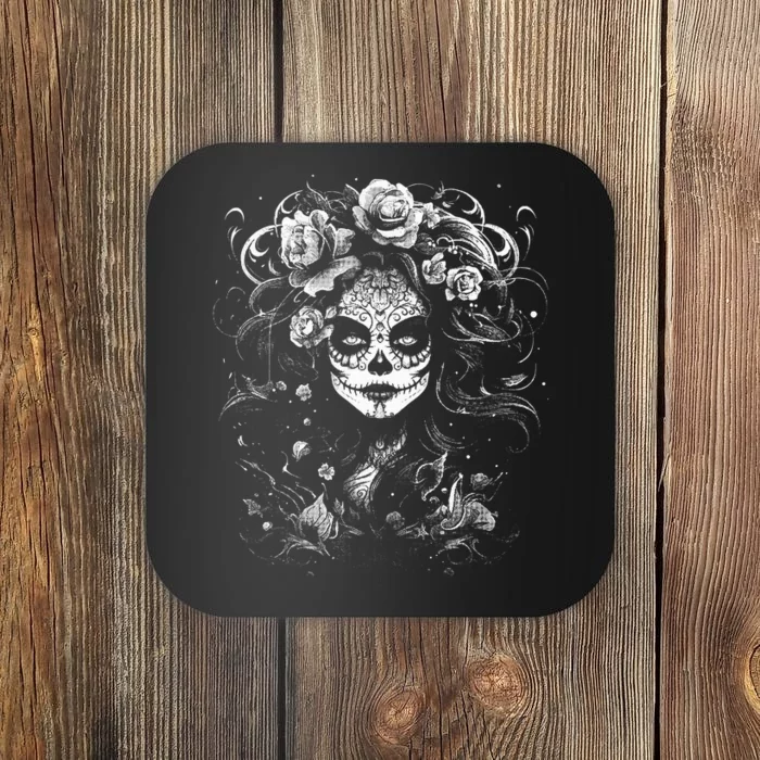 Day of the Dead Sugar Skull La Catrina Festive Mexican Design Coaster