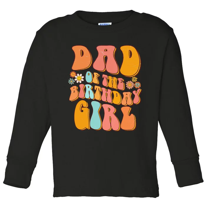 Dad of the Birthday Vintage Groovy Papa Daddy 1st Toddler Long Sleeve Shirt