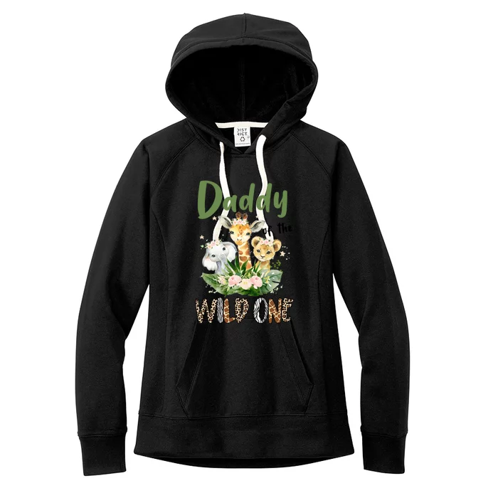 Dad Of The Wild One Zoo Theme Birthday Safari Jungle Animal Women's Fleece Hoodie