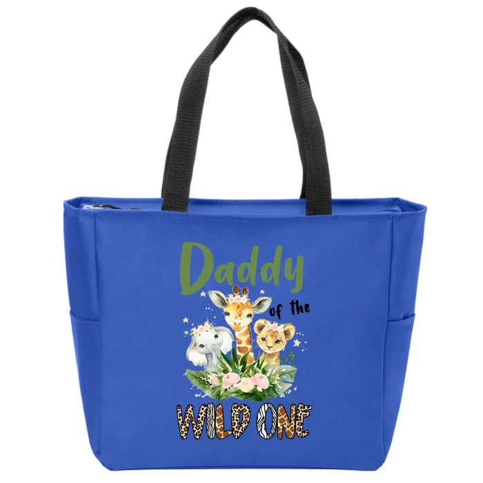 Dad Of The Wild One Zoo Theme Birthday Safari Jungle Animal Zip Tote Bag