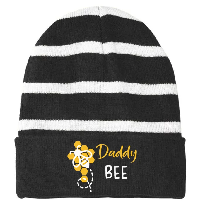 Daddy Of The Bee 1st Birthday Striped Beanie with Solid Band