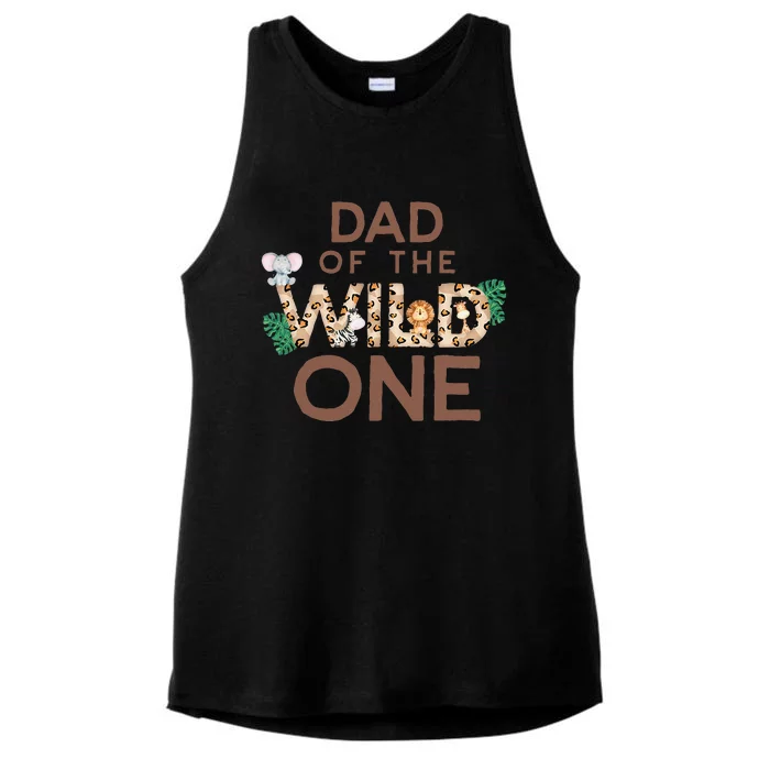 Dad Of The Wild One Animal Safari 1st Birthday Theme Family Ladies Tri-Blend Wicking Tank