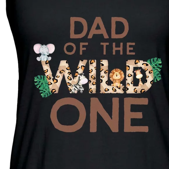 Dad Of The Wild One Animal Safari 1st Birthday Theme Family Ladies Essential Flowy Tank