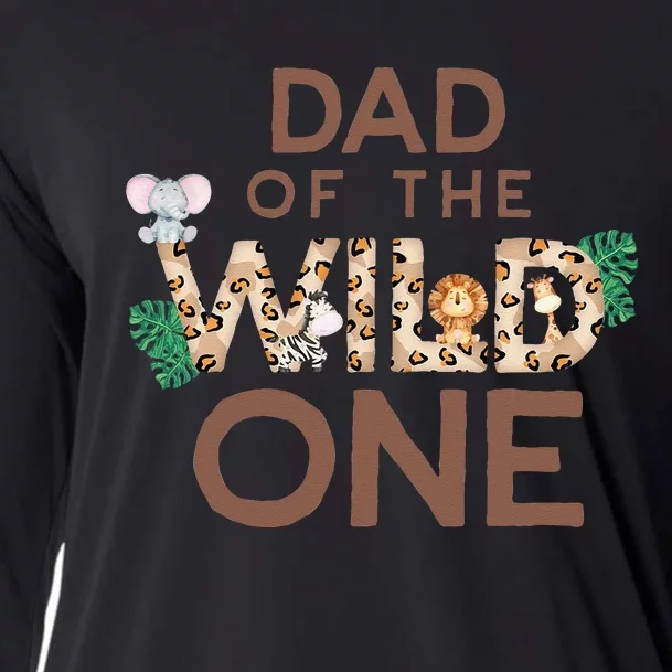 Dad Of The Wild One Animal Safari 1st Birthday Theme Family Cooling Performance Long Sleeve Crew