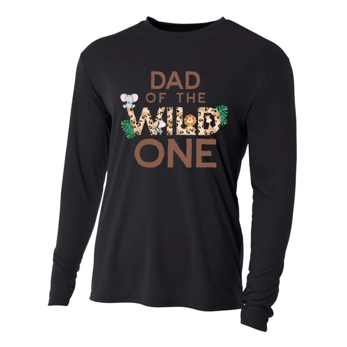 Dad Of The Wild One Animal Safari 1st Birthday Theme Family Cooling Performance Long Sleeve Crew