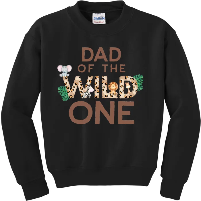 Dad Of The Wild One Animal Safari 1st Birthday Theme Family Kids Sweatshirt