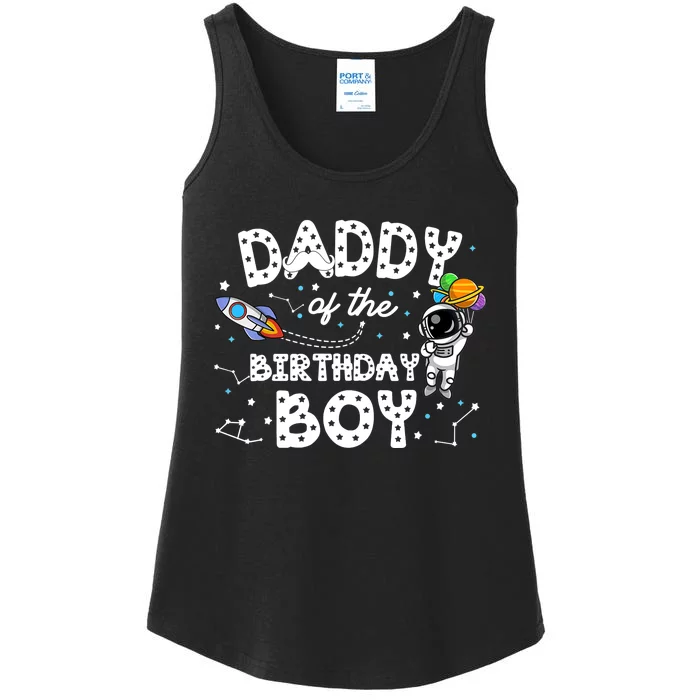 Dad of the Birthday Astronaut Boy Space Theme Birthday Gift Ladies Essential Tank