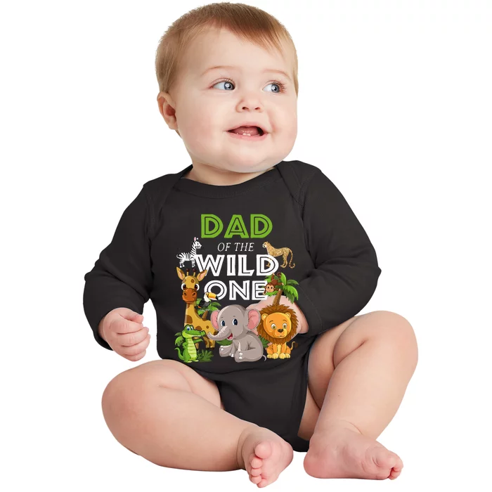 Dad Of The Wild One Zoo Birthday Safari Jungle Animal Baby Long Sleeve Bodysuit