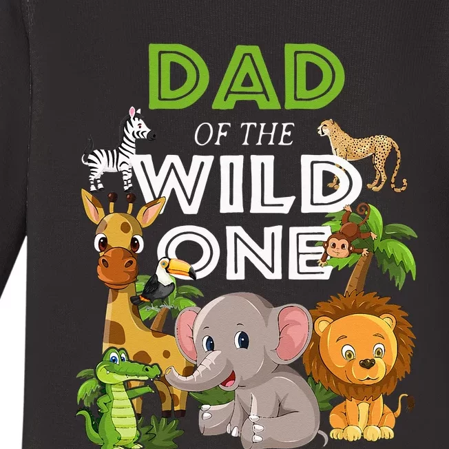 Dad Of The Wild One Zoo Birthday Safari Jungle Animal Baby Long Sleeve Bodysuit