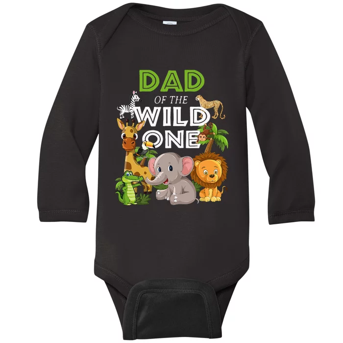 Dad Of The Wild One Zoo Birthday Safari Jungle Animal Baby Long Sleeve Bodysuit