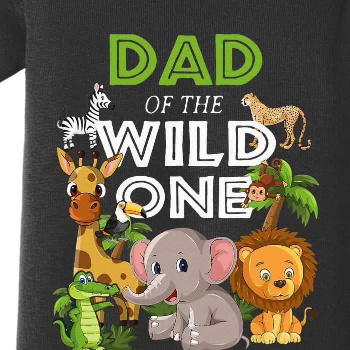 Dad Of The Wild One Zoo Birthday Safari Jungle Animal Baby Bodysuit