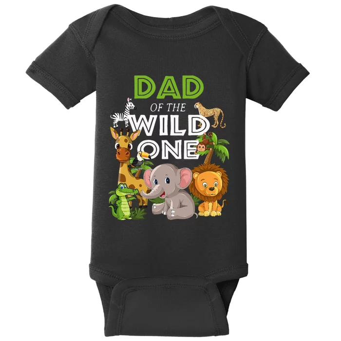 Dad Of The Wild One Zoo Birthday Safari Jungle Animal Baby Bodysuit