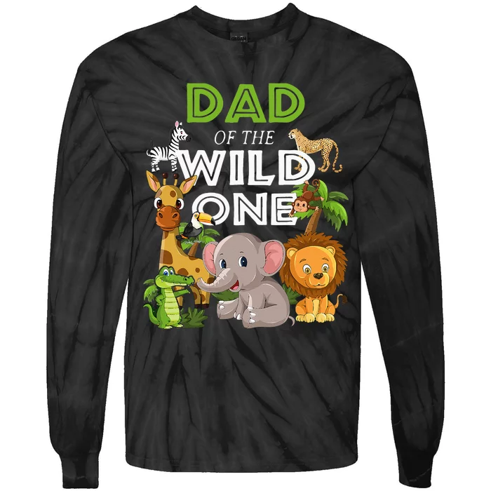 Dad Of The Wild One Zoo Birthday Safari Jungle Animal Tie-Dye Long Sleeve Shirt