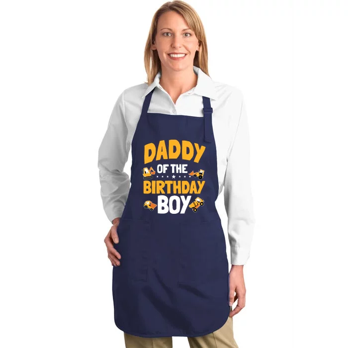 Daddy Of The Birthday Boy Construction Worker Bday Party Full-Length Apron With Pocket