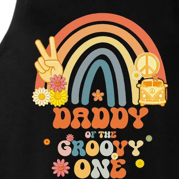 Daddy of the Groovy One Rainbow Boho Birthday Party Ladies Tri-Blend Wicking Tank