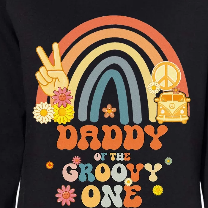 Daddy of the Groovy One Rainbow Boho Birthday Party Womens California Wash Sweatshirt