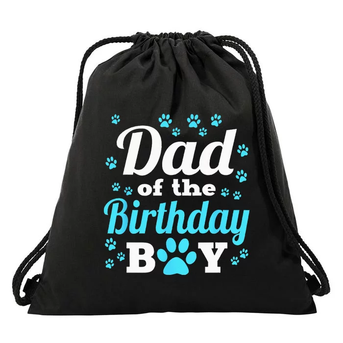 Dad Of The Birthday Boy Dog Paw Bday Party Celebration Drawstring Bag