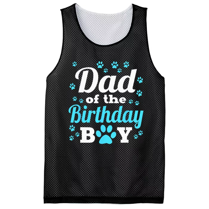 Dad Of The Birthday Boy Dog Paw Bday Party Celebration Mesh Reversible Basketball Jersey Tank