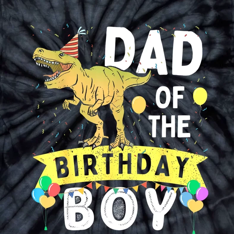 Dad Of The Birthday T Rex Family Matching Dinosaur Tie-Dye T-Shirt