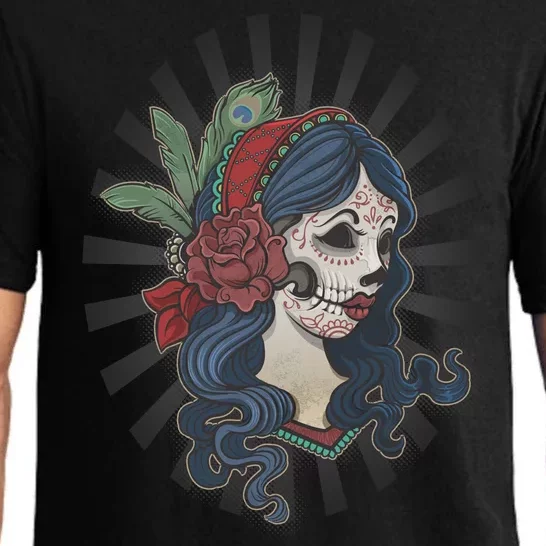 Day Of The Dead Girl With Flower Graphic Pajama Set