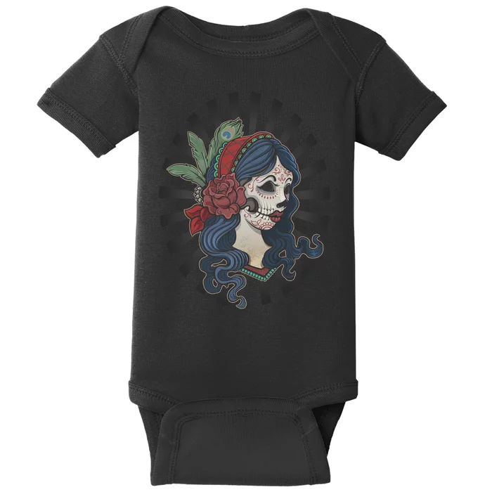 Day Of The Dead Girl With Flower Graphic Baby Bodysuit