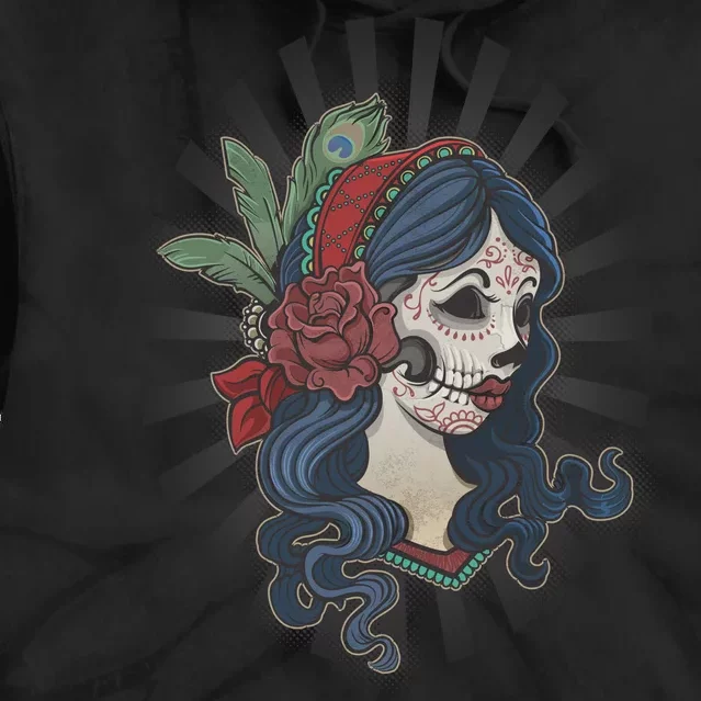 Day Of The Dead Girl With Flower Graphic Tie Dye Hoodie