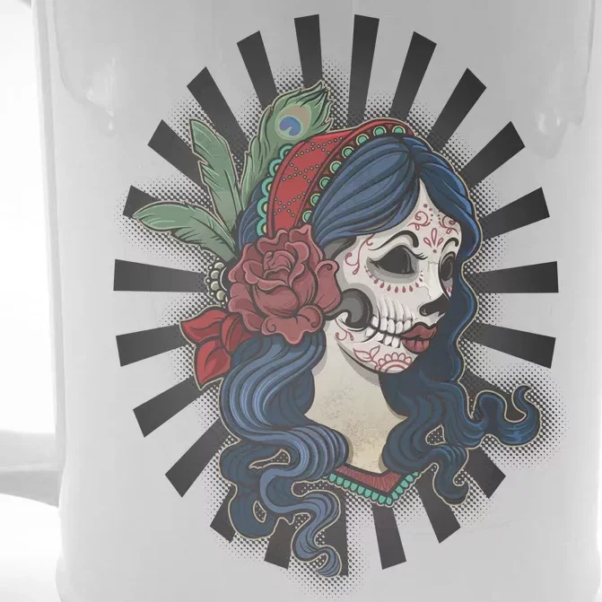 Day Of The Dead Girl With Flower Graphic Front & Back Beer Stein