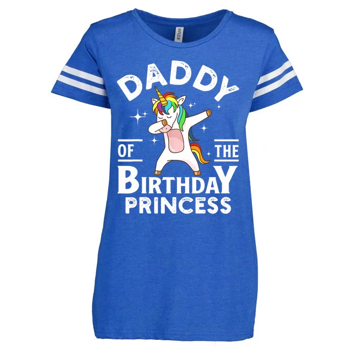 Daddy Of The Birthday Princess Unicorn Girl Enza Ladies Jersey Football T-Shirt