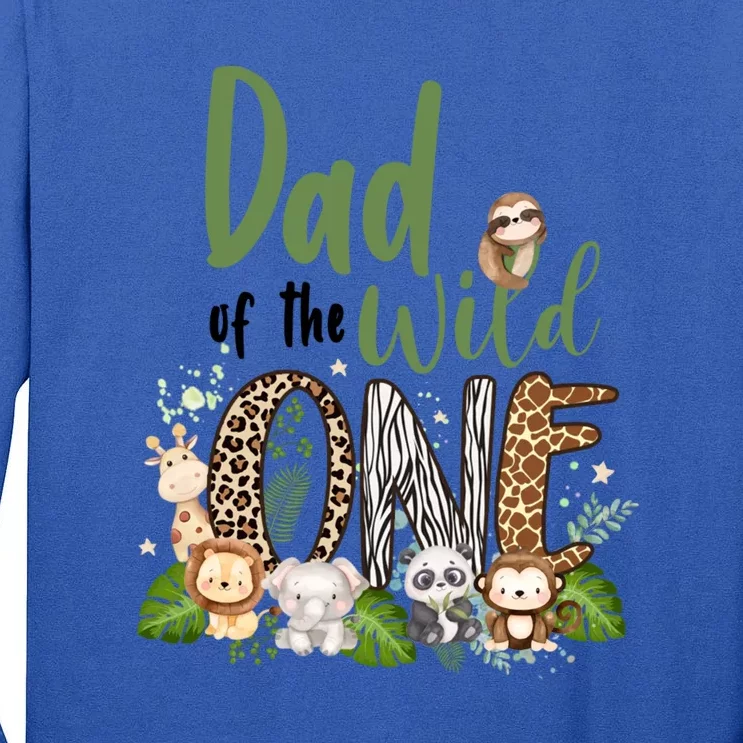 Dad Of The Wild One Zoo Birthday Safari Jungle Animal Tall Long Sleeve T-Shirt