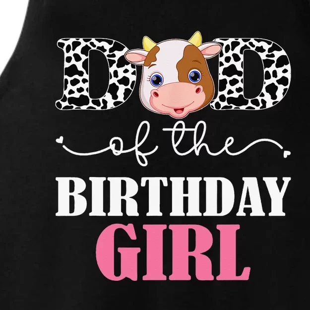 Dad of The Birthday For Cow Farm Birthday cow daddy 1st Ladies Tri-Blend Wicking Tank