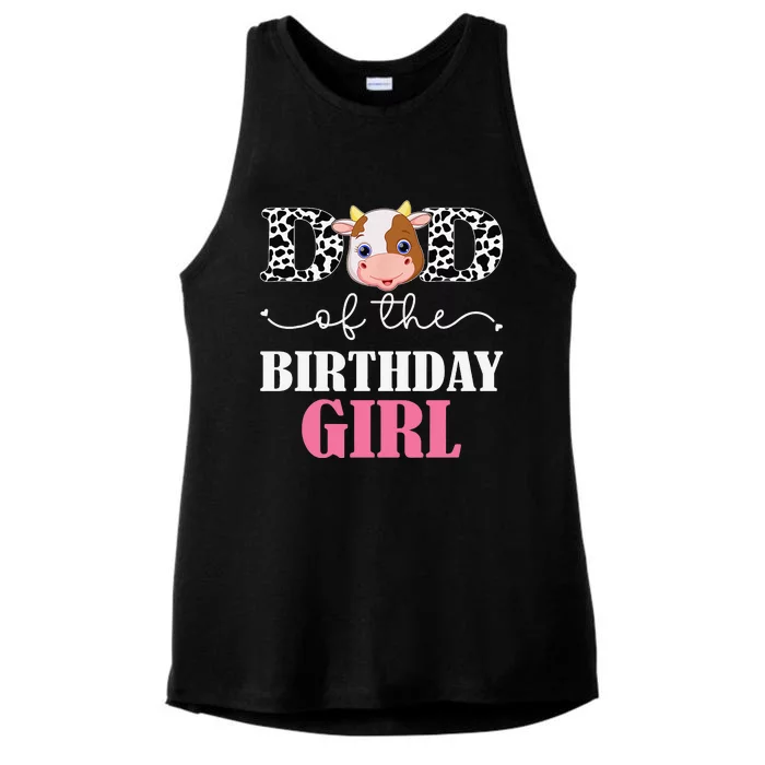 Dad of The Birthday For Cow Farm Birthday cow daddy 1st Ladies Tri-Blend Wicking Tank