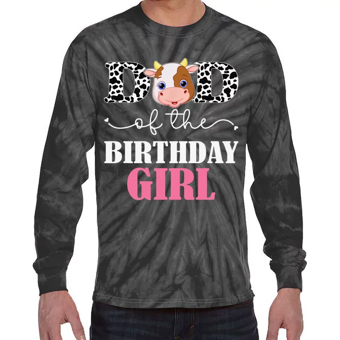 Dad of The Birthday For Cow Farm Birthday cow daddy 1st Tie-Dye Long Sleeve Shirt