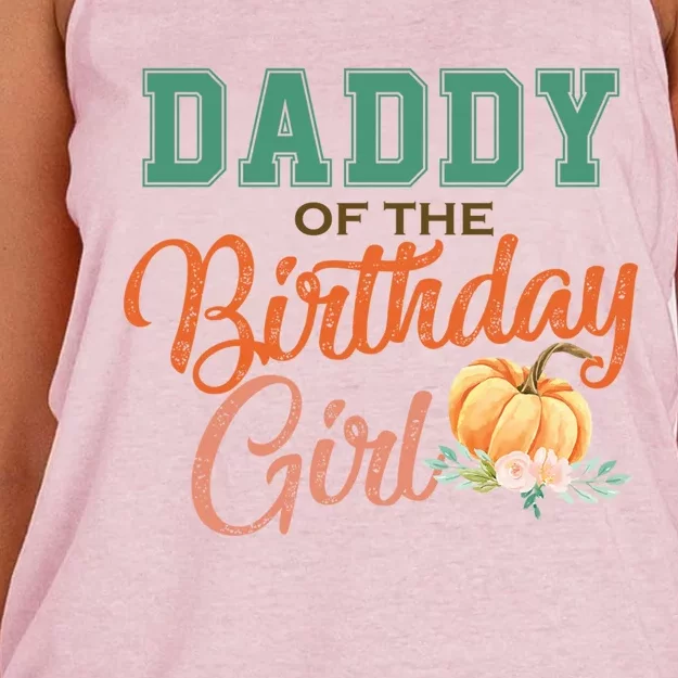 Daddy Of The Birthday Halloween Pumpkin Gift For Dad Gift Women's Knotted Racerback Tank